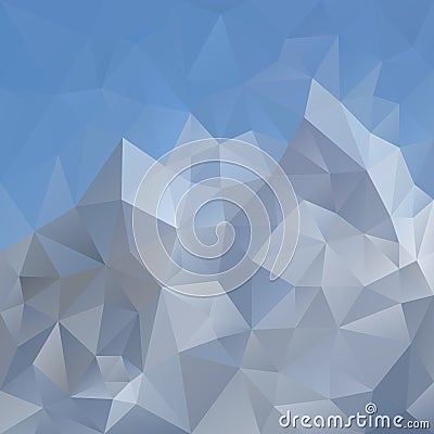 Vector irregular polygonal square background - triangle low poly pattern - light blue sky over gray mountain Vector Illustration