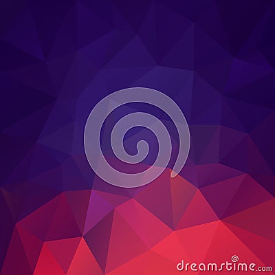 Vector irregular polygonal square background - triangle low poly pattern - red purple violet bue color gradient Vector Illustration