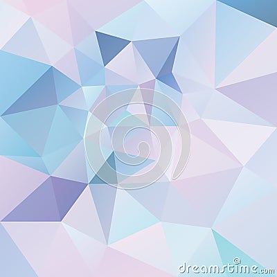 Vector irregular polygonal square background - triangle low poly pattern - trendy cool pastel colored - baby pink, purple Vector Illustration