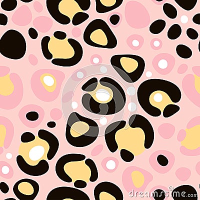 Vector abstract leopard pink and gold texture. Seamless pattern Vector Illustration