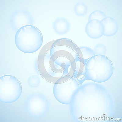 Vector abstract light blue glossy molecule design. Atoms illustration. Medical background for science banner or flyer. Molecular Vector Illustration