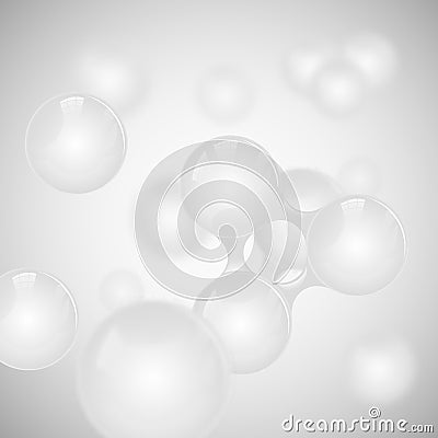 Vector abstract light grey glossy molecule design. White toms illustration. Medical background for science banner or flyer Vector Illustration