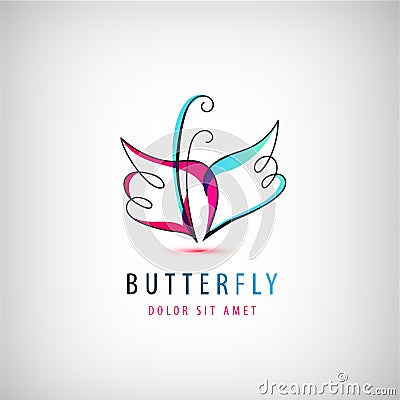 Vector abstract linear logo butterfly. Business creative Vector Illustration