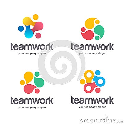 Vector abstract logo design. Teamwork, alliance. Vector Illustration