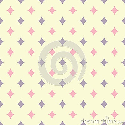 Vector Abstract Magical Rhombus in Puple, Pink, Yellow seamless pattern background. Vector Illustration