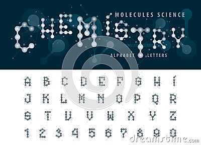 Vector of abstract molecule cell Alphabet Letters and numbers Vector Illustration