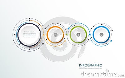 Vector abstract molecules with 3D paper label, integrated circles. Vector Illustration