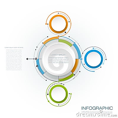 Vector abstract molecules with 3D paper label, integrated circles Vector Illustration