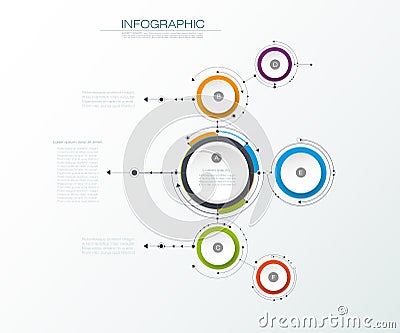 Vector abstract molecules with 3D paper label, integrated circles Vector Illustration