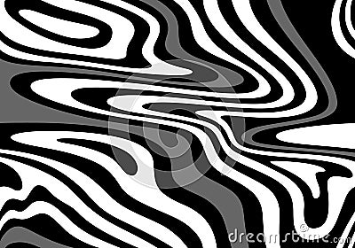 Vector Abstract Monochrome Illustration with Flowing Stripes. Futuristic Optical Illusion. Seamless Pattern Vector Illustration