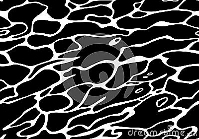 Vector Abstract Monochrome Seamless Pattern. Black and White Background with Waves. Vector Illustration