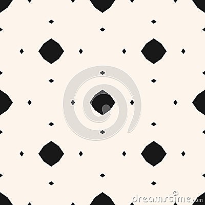 Simple ornamental background. Black and white geometric texture with small diamonds, octagons, rhombuses, dots. Vector Illustration