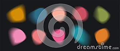 Vector abstract muted color palette elements set. Collection of colorful gradient transitions. Soft liquid blurred blots, splashes Stock Photo