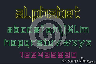 Vector of neon font and alphabet Vector Illustration