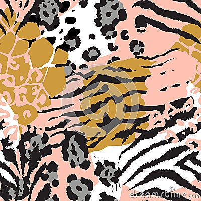 Vector abstract seamless pattern with animal skin motifs. Vector Illustration