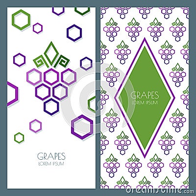 Vector abstract seamless pattern and background with geometric shape grapes vine made from hexagons Vector Illustration