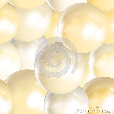 Vector Abstract Seamless Pattern, Light Yellow Background, Realistic Bubble Balls. Vector Illustration