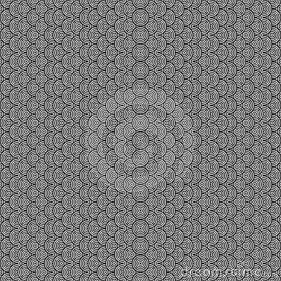 Vector abstract seamless pattern.Modern geometric background.Repeated monochrome pattern with concentric circles background orname Stock Photo