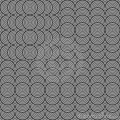 Vector abstract seamless pattern.Modern geometric background.Repeated monochrome pattern with concentric circles background orname Stock Photo