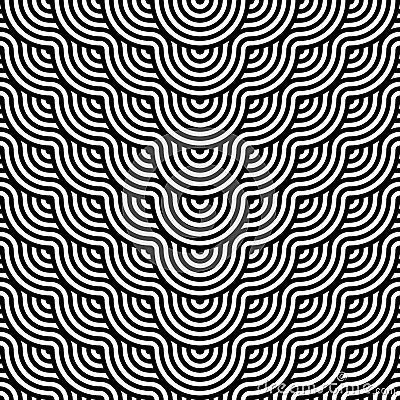 Vector abstract seamless pattern.Modern geometric background.Repeated monochrome pattern with concentric circles background orname Stock Photo