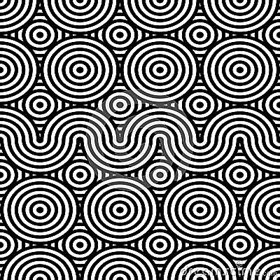 Vector abstract seamless pattern.Modern geometric background.Repeated monochrome pattern with concentric circles background orname Stock Photo