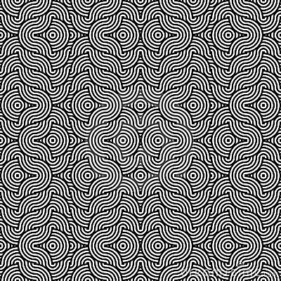 Vector abstract seamless pattern.Modern geometric background.Repeated monochrome pattern with concentric circles background orname Stock Photo