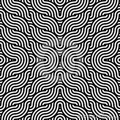 Vector abstract seamless pattern.Modern geometric background.Repeated monochrome pattern with concentric circles background orname Stock Photo