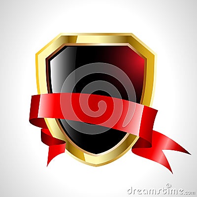 The vector abstract shield with tape Vector Illustration
