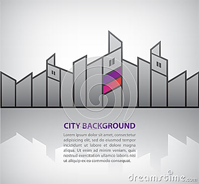 Vector abstract silhouette city background with Vector Illustration