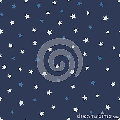 Vector abstract starry seamless pattern on the blue background. Vector Illustration