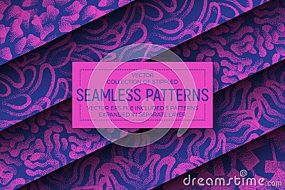 Vector Abstract Stippled Seamless Patterns Vector Illustration