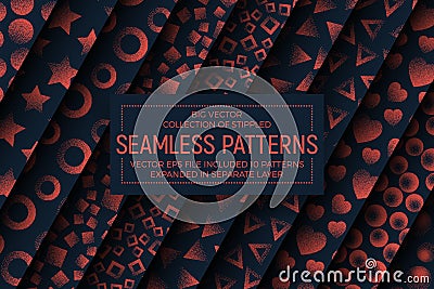 Vector Abstract Stippled Seamless Patterns Vector Illustration