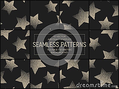 Vector Abstract Stippled Seamless Patterns Vector Illustration