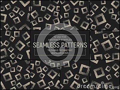 Vector Abstract Stippled Seamless Patterns Vector Illustration