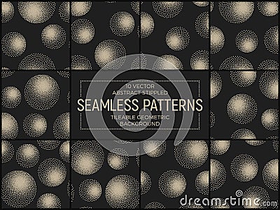 Vector Abstract Stippled Seamless Patterns Vector Illustration