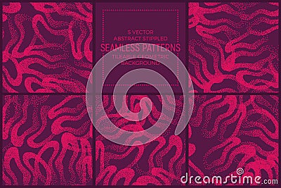 Vector Abstract Stippled Seamless Patterns Vector Illustration