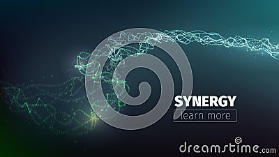 Vector abstract synergy concept. Teamwork llustration. Collective work. Programming flow Vector Illustration