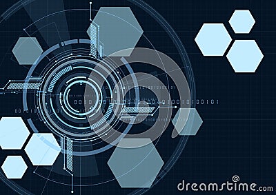 Vector abstract technological hexagon display background Vector Illustration