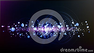 Vector abstract technological illuminated wave background Vector Illustration