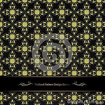 Vector abstract thailand siam art ancient culture seamless pattern banner design Stock Photo