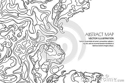 Vector abstract topographic map. Outline landscape background with copy space. Topography, geodesy line texture. Vector Illustration