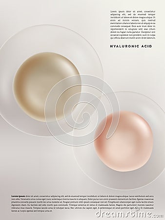 Abstract Transparent Atom, Cell, Nutrition or Collagen Element 3D Illustration for Beauty and Healthcare Poster, Product Vector Illustration