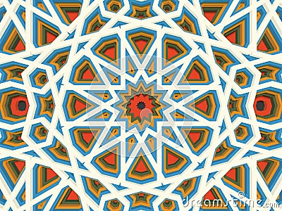 Vector abstract volumetric geometric background. Based on islamic ethnic ornaments. 3d extruded ornament elements. E Vector Illustration