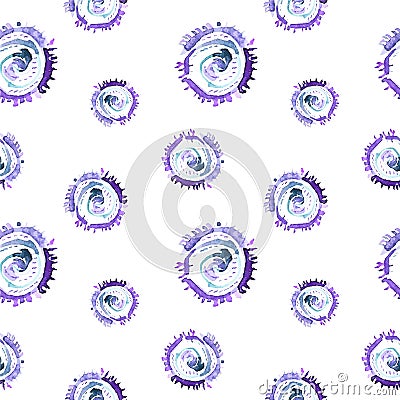 Vector abstract watercolor swirls seamless pattern. Blue circles tile background Vector Illustration