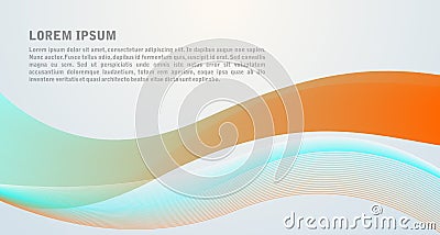 Vector abstract wave background in orange and cyan color. Stock Photo