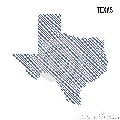 Vector abstract wave map of State of Texas isolated on a white background. Cartoon Illustration