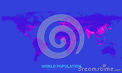 Vector abstract world population density map. Continents constructed from binary numbers. Global information network Vector Illustration