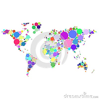 Vector abstract worldmap colorful dots isolated on white background Vector Illustration