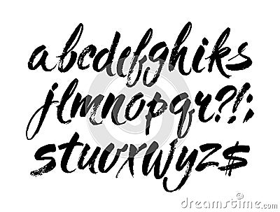 Vector Acrylic Brush Style Hand Drawn Alphabet Font. Calligraphy alphabet on a white background Vector Illustration