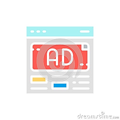 Vector ad, advertisement, media marketing white line icon. Vector Illustration